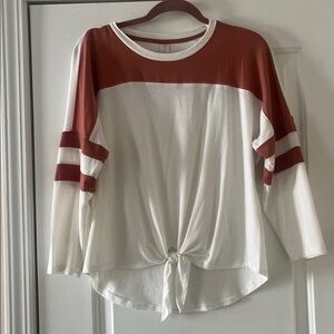 No Boundaries Brown and White Top